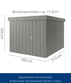 Hörmann Gartenhäuser & Gerätehäuser > Metallgerätehaus Juno JFD11 M-Sk Motiv Modern, ca. B277/H222/T325 cm