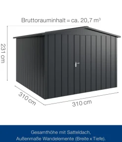 Hörmann Gartenhäuser & Gerätehäuser > Metallgerätehaus Juno JSD14 M-Sk Motiv Modern, ca. B333/H231/T325 cm