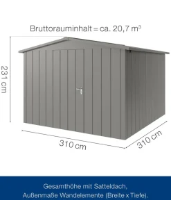 Hörmann Metallgerätehaus Juno JSD14 M-Sk Motiv Modern, ca. B333/H231/T325 cm Graualuminium Best