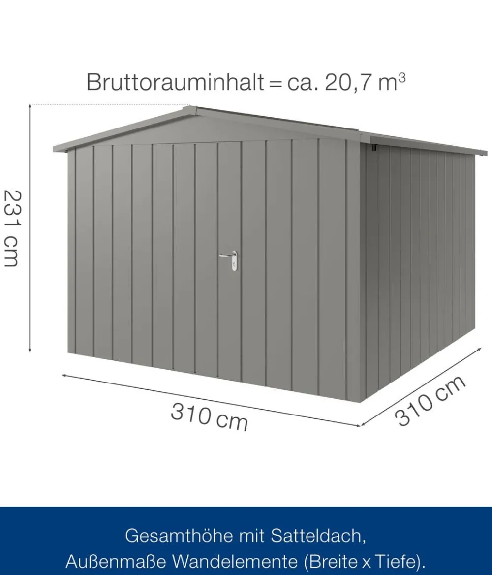 Hörmann Metallgerätehaus Juno JSD14 M-Sk Motiv Modern, ca. B333/H231/T325 cm Graualuminium Best