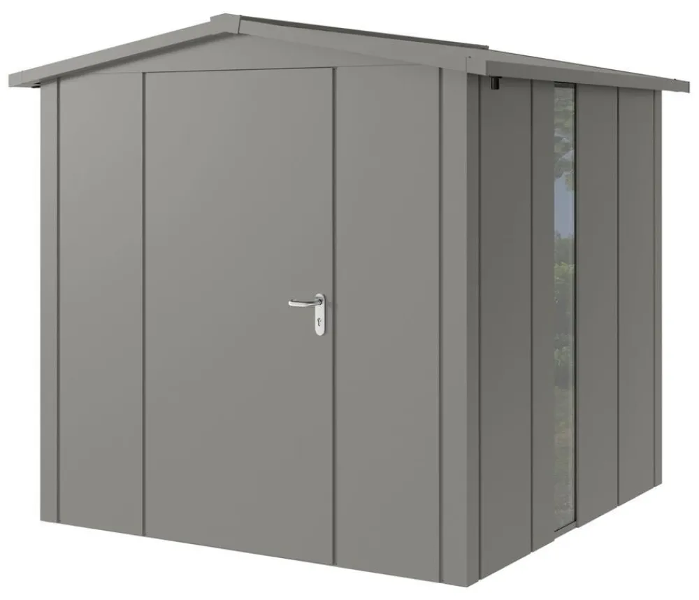 Hörmann Gartenhäuser & Gerätehäuser - Metallgerätehaus Juno JSD5 L-Sk Motiv Design bodentiefes Fenster, ca. B237/H223/T229 cm Graualuminium