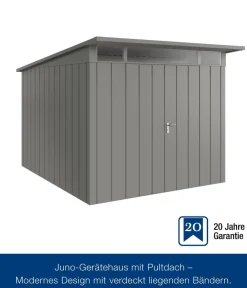 Hörmann Metallgerätehaus Juno JPD11 M-Sk Motiv Modern mit Doppeltür, ca. B277/H232/T358 cm Graualuminium Sale