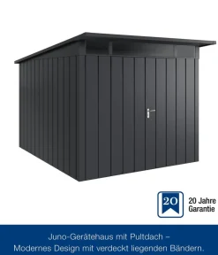Hörmann Gartenhäuser & Gerätehäuser - Metallgerätehaus Juno JPD11 M-Sk Motiv Modern mit Doppeltür, ca. B277/H232/T358 cm Anthrazit