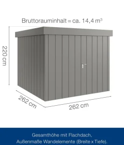 Hörmann Metallgerätehaus Juno JFD10 M-Sk Motiv Modern mit Doppeltür, ca. B277/H222/T277 cm Graualuminium New