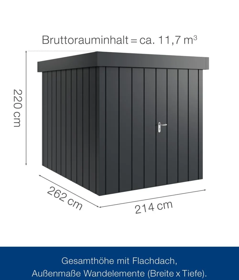 Hörmann Metallgerätehaus Juno JFD6 M-Sk Motiv Modern mit Doppeltür, ca. B229/H222/T277 cm Anthrazit