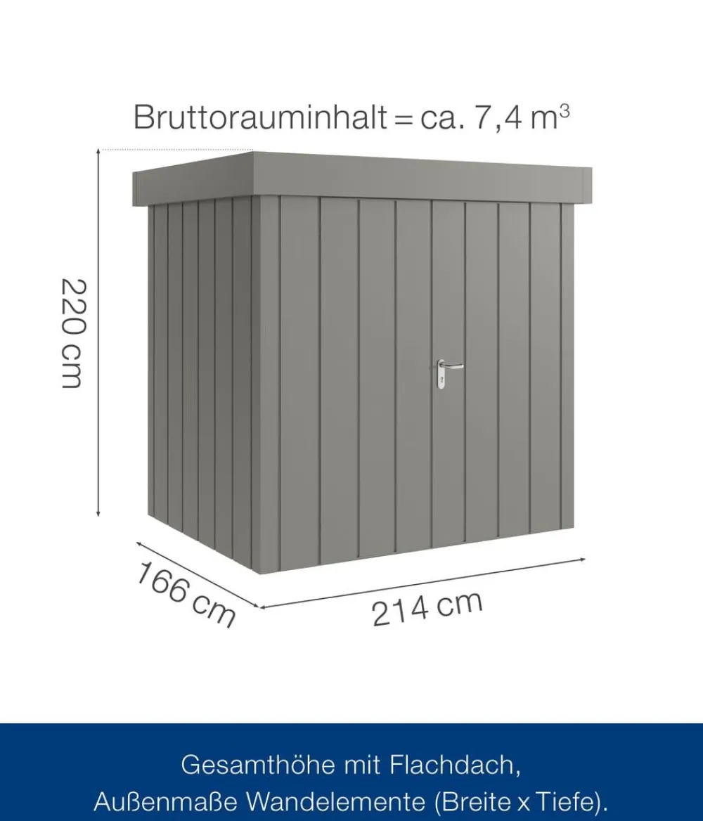 Hörmann Gartenhäuser & Gerätehäuser > Metallgerätehaus Juno JFD4 M-Sk Motiv Modern mit Doppeltür, ca. B229/H222/T181 cm