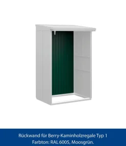 Hörmann Rückwand für Berry-Kaminholzregal Typ 1, ca. B117,3/H188 cm Moosgrün Discount