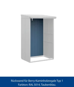 Hörmann Anbauten - Rückwand für Berry-Kaminholzregal Typ 1, ca. B117,3/H188 cm Taubenblau