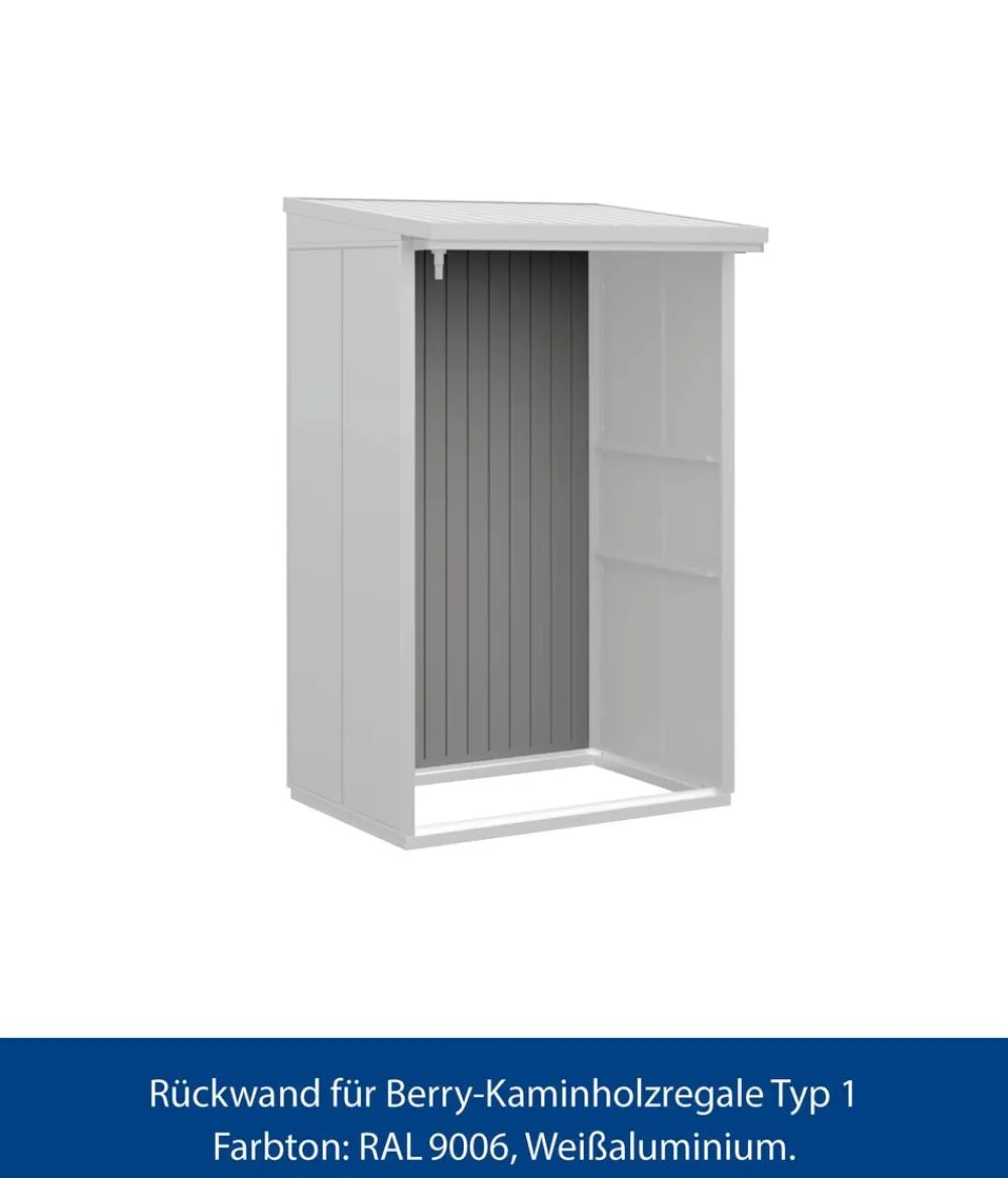 Hörmann Anbauten - Rückwand für Berry-Kaminholzregal Typ 1, ca. B117,3/H188 cm Weißaluminium