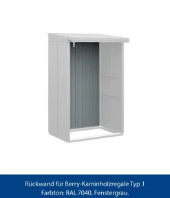 Hörmann Anbauten - Rückwand für Berry-Kaminholzregal Typ 1, ca. B117,3/H188 cm Fenstergrau