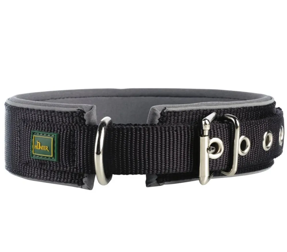 HUNTER® Hundehalsband Neopren Reflect Schwarz