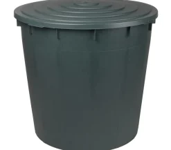 ICS Kunststoff-Regentonne 500 l mit Deckel, rund, Dunkelgrün Discount