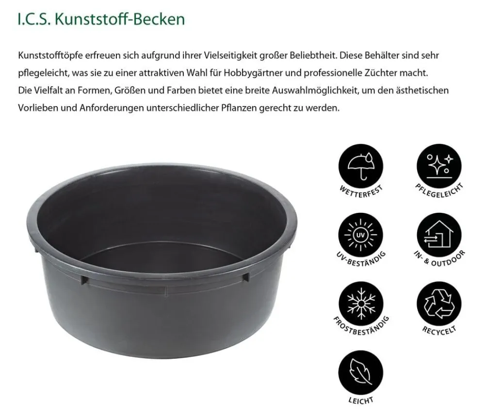 ICS I.C.S. PE-Becken für den Außenbereich, rund, Schwarz Sale