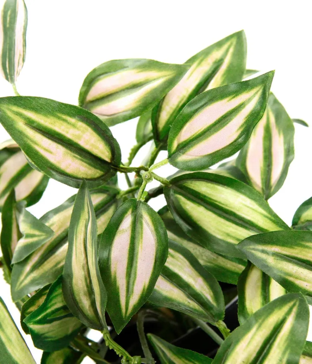 I.GE.A Kunstpflanzen - Kunstpflanze Dreimasterblume Tradescantia Zebrina im Kunststoff-Topf, ca. H23 cm Grün