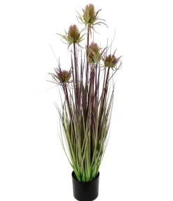 I.GE.A . Kunstpflanze Gras-Busch mit Distel im Topf, ca. H69 cm New