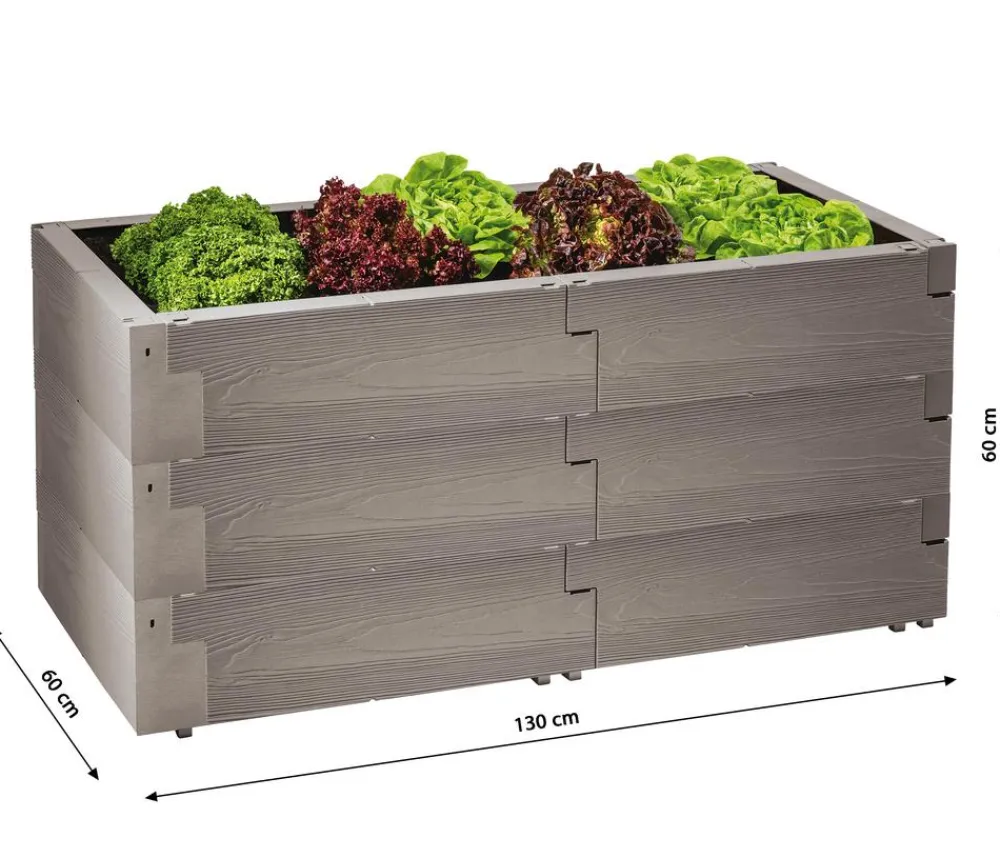 Juwel Hochbeete & Frühbeete - Hochbeet Timber, 3-reihig, ca. B130/H60/T60 cm Grau
