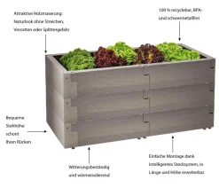 Juwel Hochbeete & Frühbeete - Hochbeet Timber, 3-reihig, ca. B130/H60/T60 cm Grau