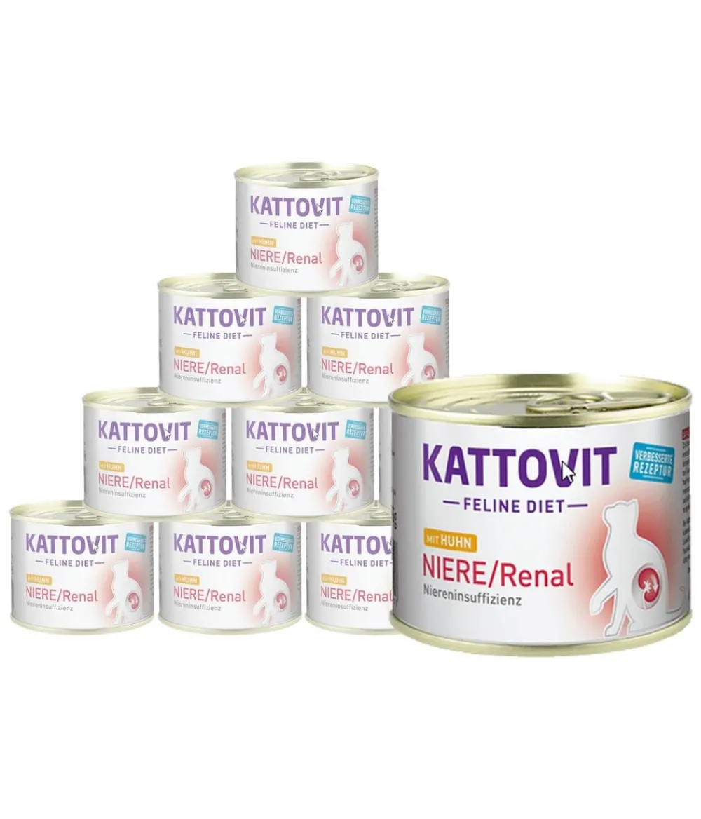 KATTOVIT Feline Diet Diätfutter Katze|Nassfutter Katze - Nassfutter für Katzen, Niere/Renal, 12 x 185 g