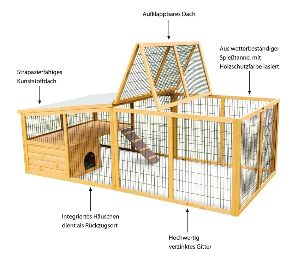 Kerbl Freilaufgehege > Freigehege mit Plastikdach, ca. B220/H75/T115 cm