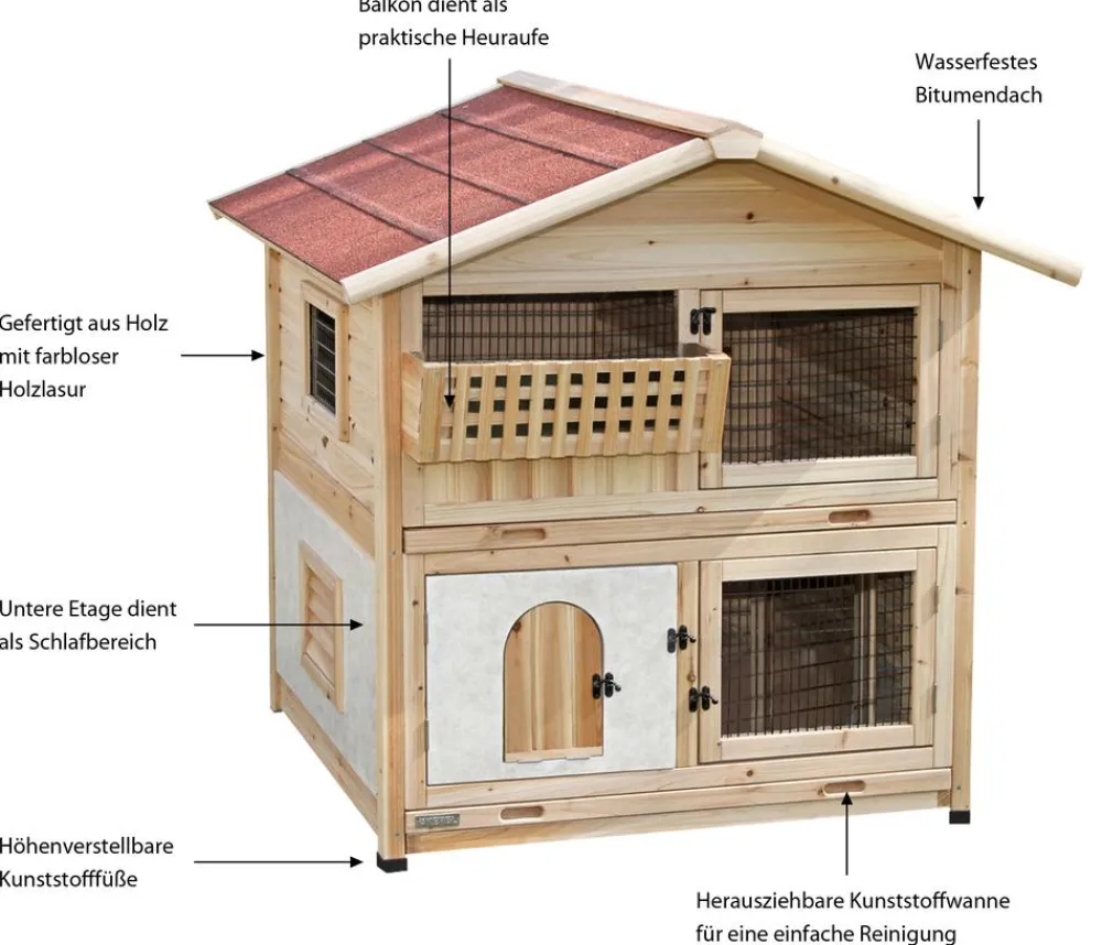 Kerbl Kaninchenstall & Hasenstall - Kaninchenstall Tyrol Alpin, ca. B119/H119/T100 cm Beige