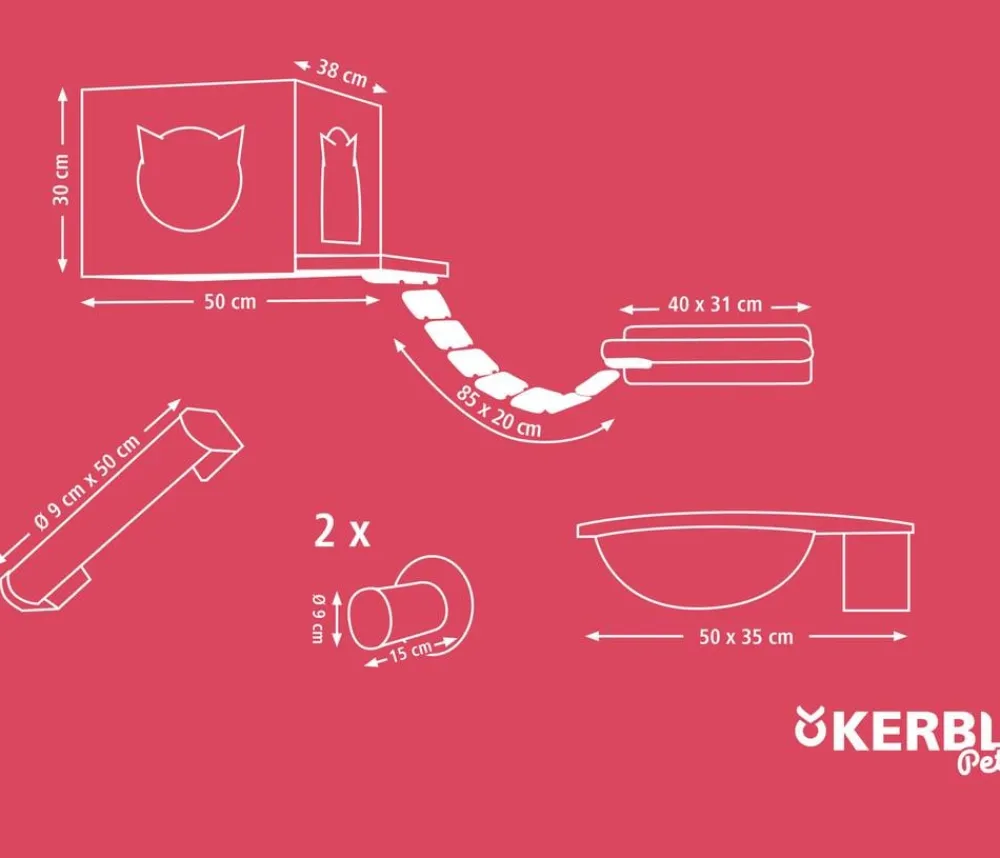 KERBL Pet Kletterwand Anden, 8-teilig Best