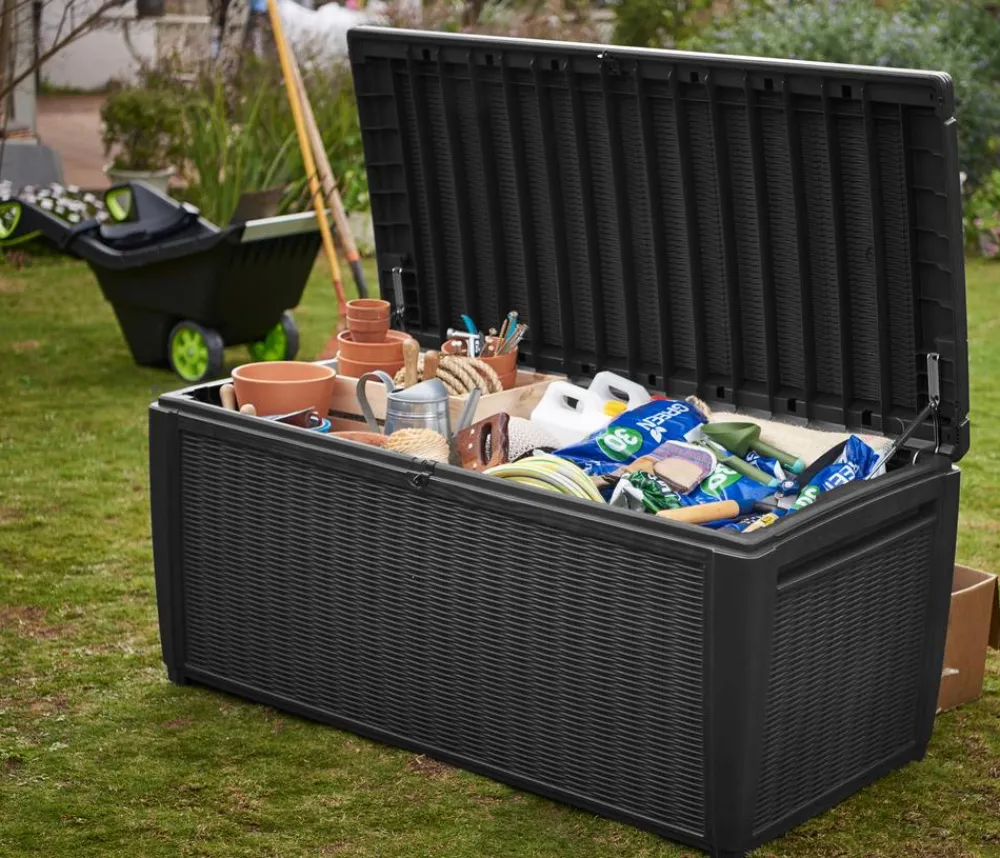 Keter Aufbewahrungsboxen - Aufbewahrungsbox Sumatra, 511 Liter, ca. B145/H64/T73 cm Dunkelgrau