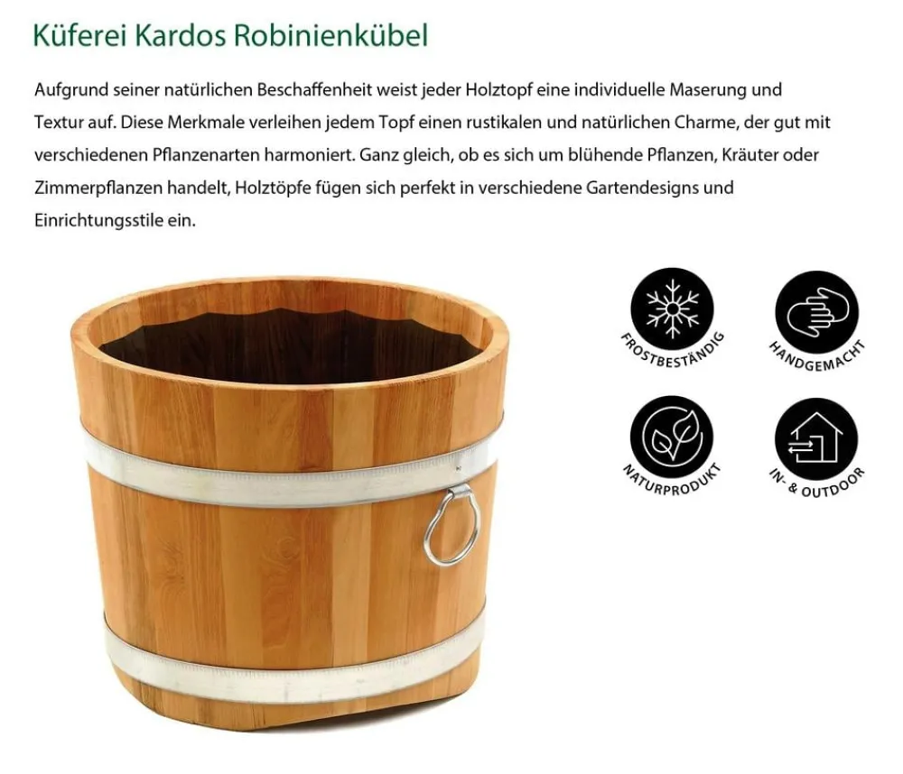 Küferei Kardos Robinienkübel, rund Hellbraun Outlet