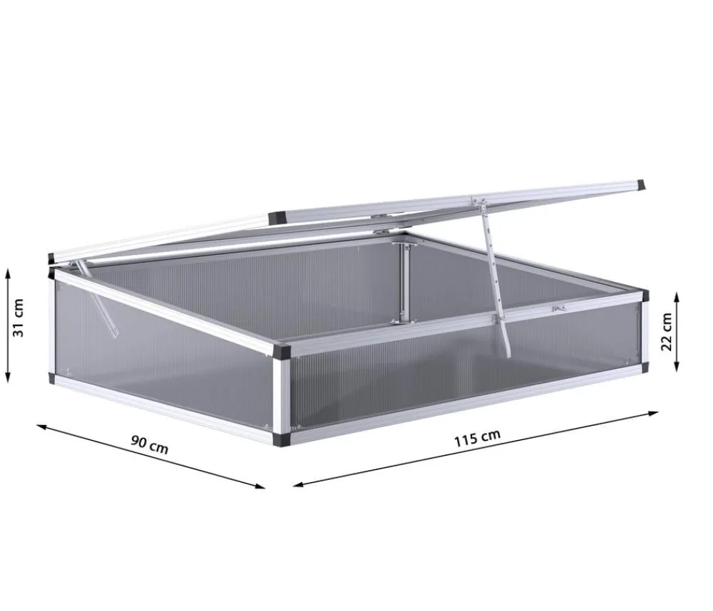 KGT Hochbeete & Frühbeete - Frühbeetaufsatz für Hochbeet 130, silber