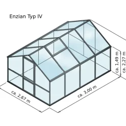 KGT Gewächshäuser - Gewächshaus Enzian IV, ca. B267/H227/T300 cm Silber
