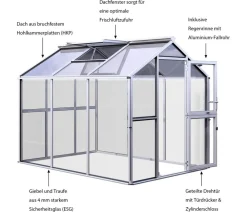 KGT Gewächshaus Galant III, ESG + HKP Silber Hot