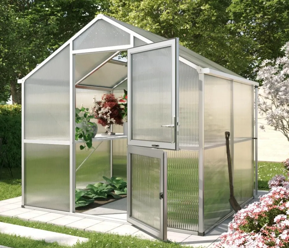 KGT Gewächshäuser - Gewächshaus Iris II, ca. B233/H226/T217 cm Silber