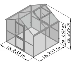 KGT Gewächshäuser - Gewächshaus Iris II, ca. B233/H226/T217 cm Anthrazit