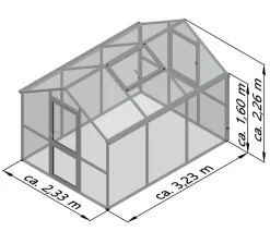 KGT Gewächshaus Iris III, ca. B233/H226/T323 cm Silber Hot