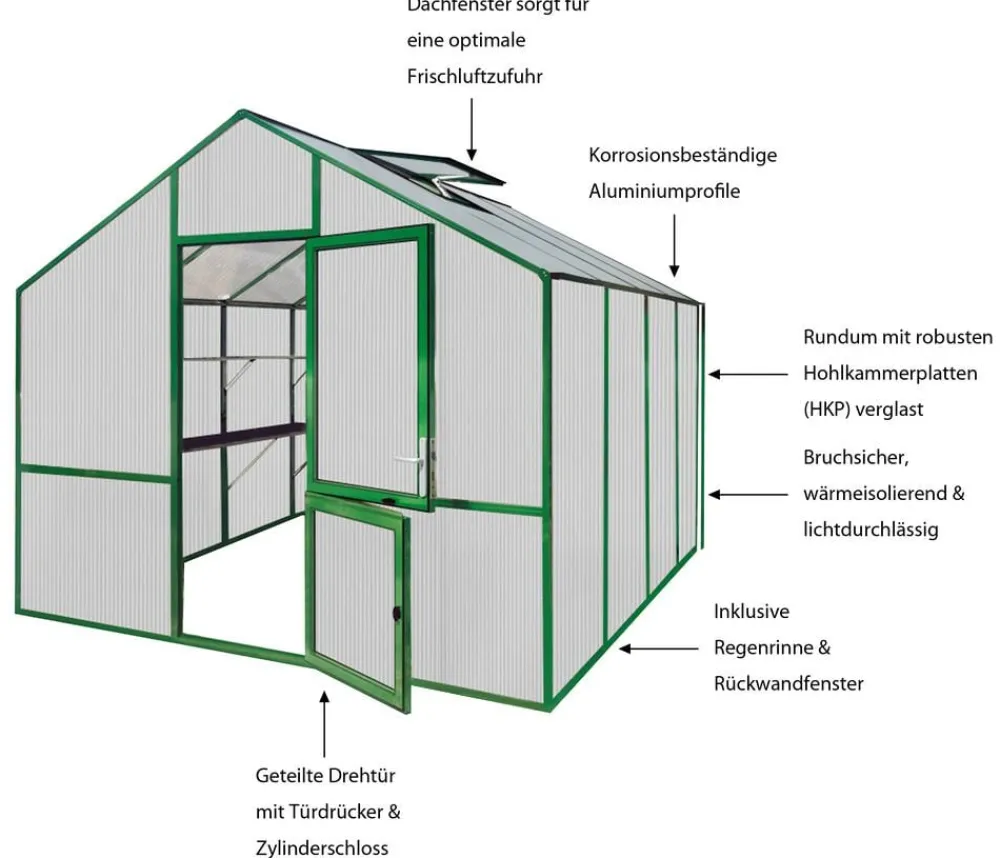 KGT Gewächshäuser - Gewächshaus Lilie III Dunkelgrün