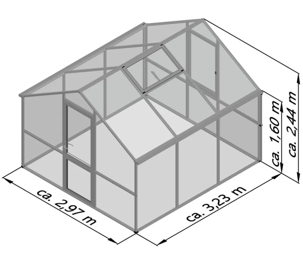 KGT Gewächshäuser > Gewächshaus Nelke III, ca. B297/H244/T323 cm