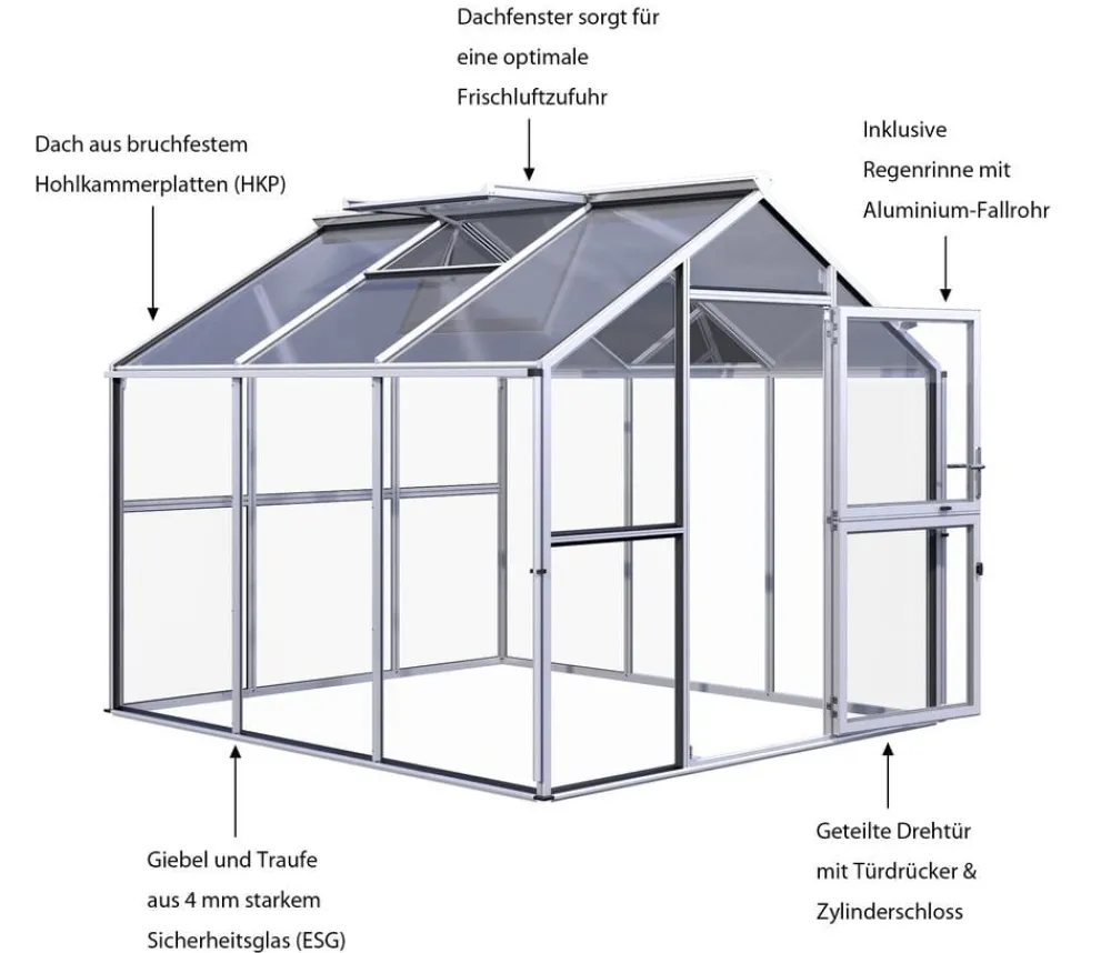 KGT Gewächshäuser - Gewächshaus Novum III, ESG/HKP Silber