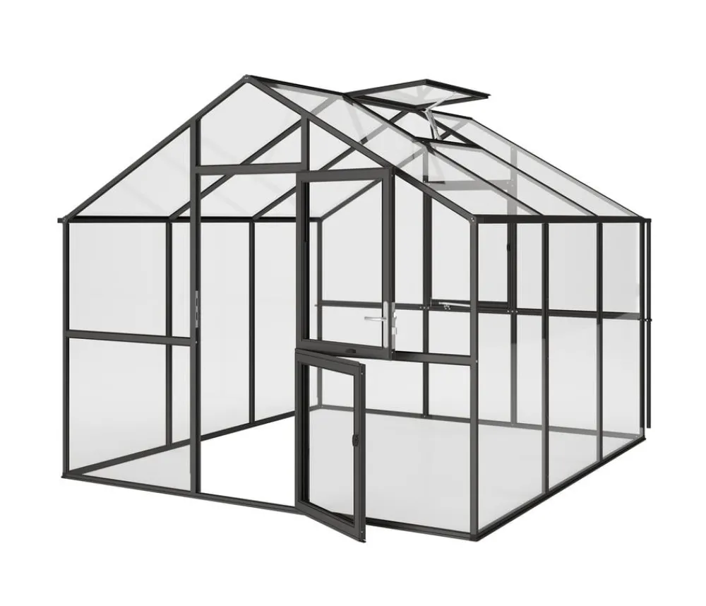 KGT Gewächshaus Ortasia III, ESG, ca. B297/H253/T323 cm Anthrazit Hot
