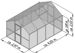 KGT Gewächshäuser - Gewächshaus Ortasia IV, ESG, ca. B297/H253/T429 cm Anthrazit