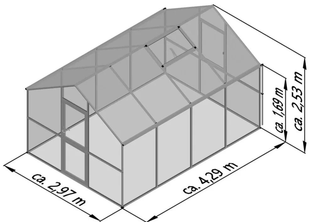 KGT Gewächshäuser - Gewächshaus Ortasia IV, ESG, ca. B297/H253/T429 cm Anthrazit