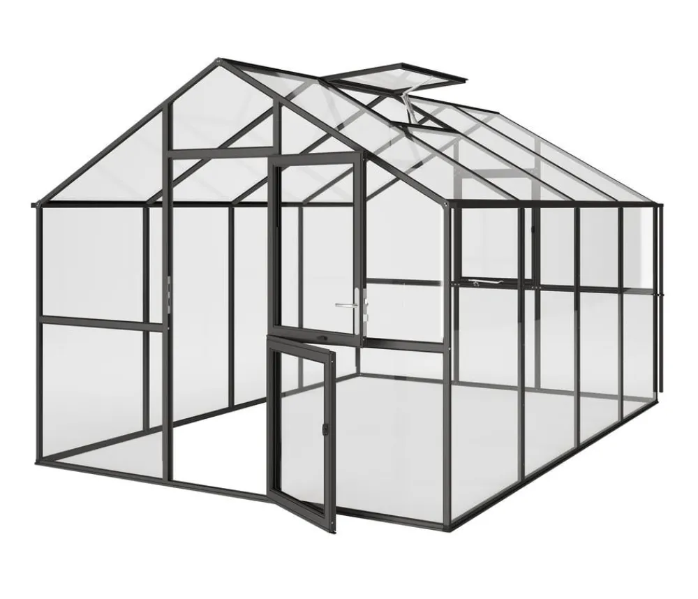 KGT Gewächshäuser - Gewächshaus Ortasia IV, ESG, ca. B297/H253/T429 cm Anthrazit