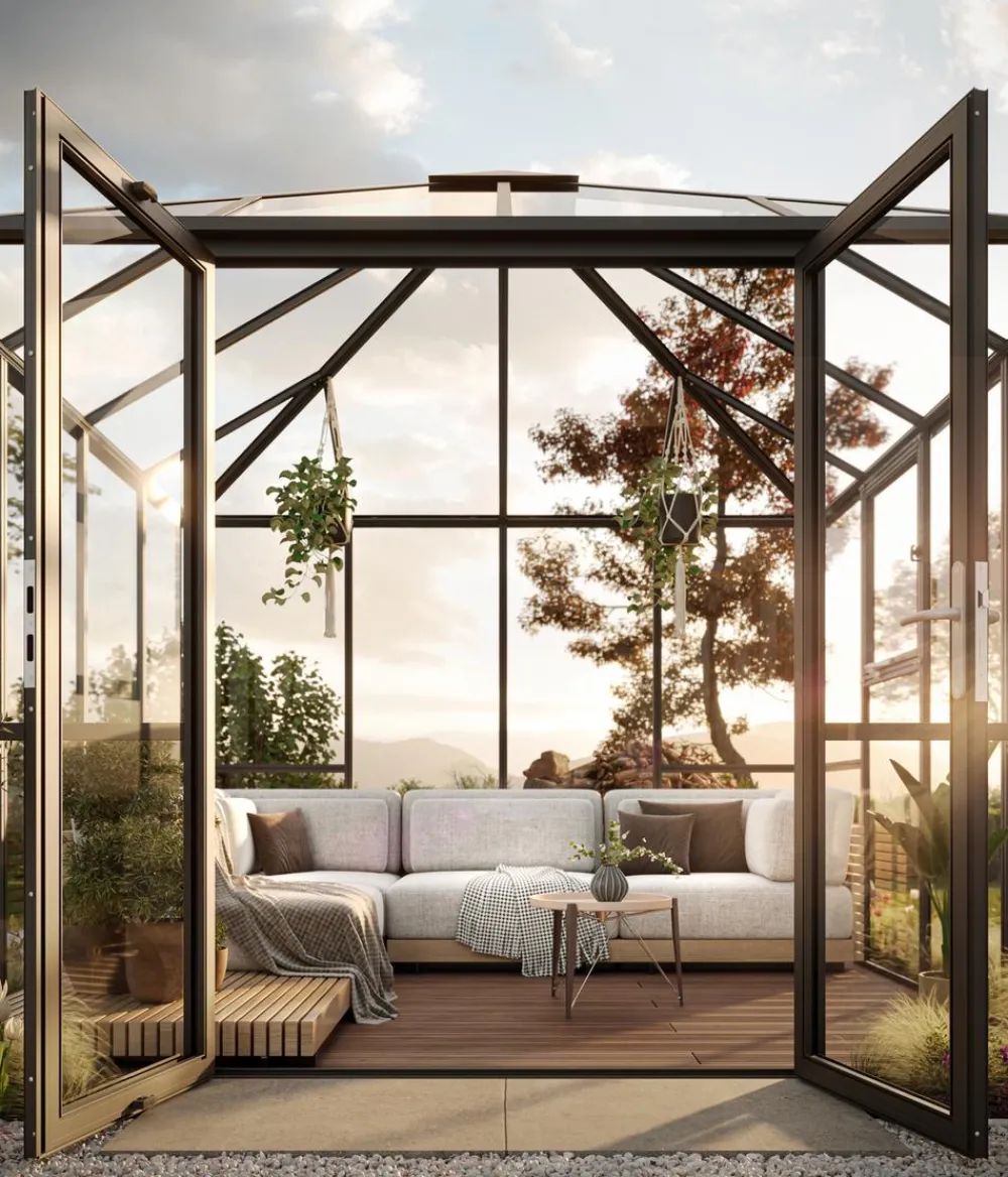 KGT Pavillons > Gewächshaus-Pavillon PaviLux 3 x 3 m ESG/HKP, ca. B300/H288/T300 cm