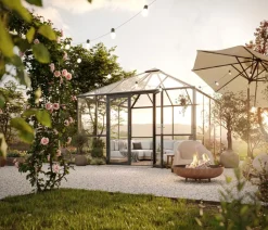 KGT Gewächshaus-Pavillon PaviLux 3,50 x 3,50 m ESG, ca. B350/H302/T350 cm Anthrazit Clearance