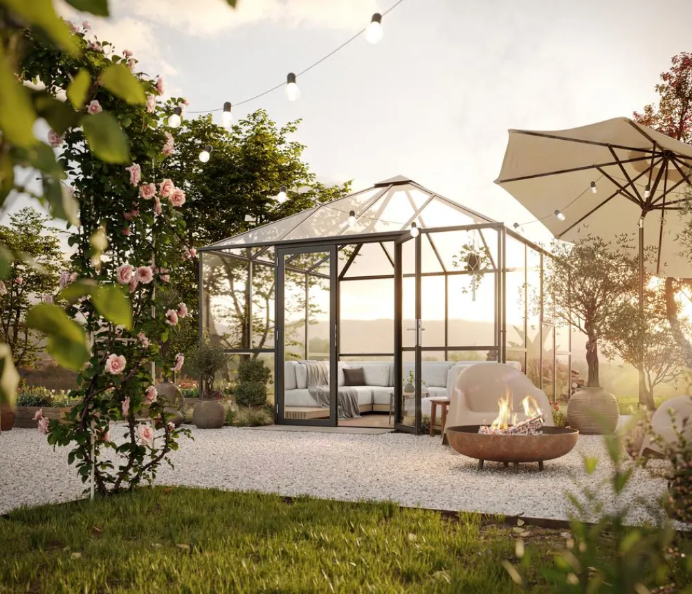 KGT Gewächshaus-Pavillon PaviLux 3,50 x 3,50 m ESG, ca. B350/H302/T350 cm Anthrazit Clearance