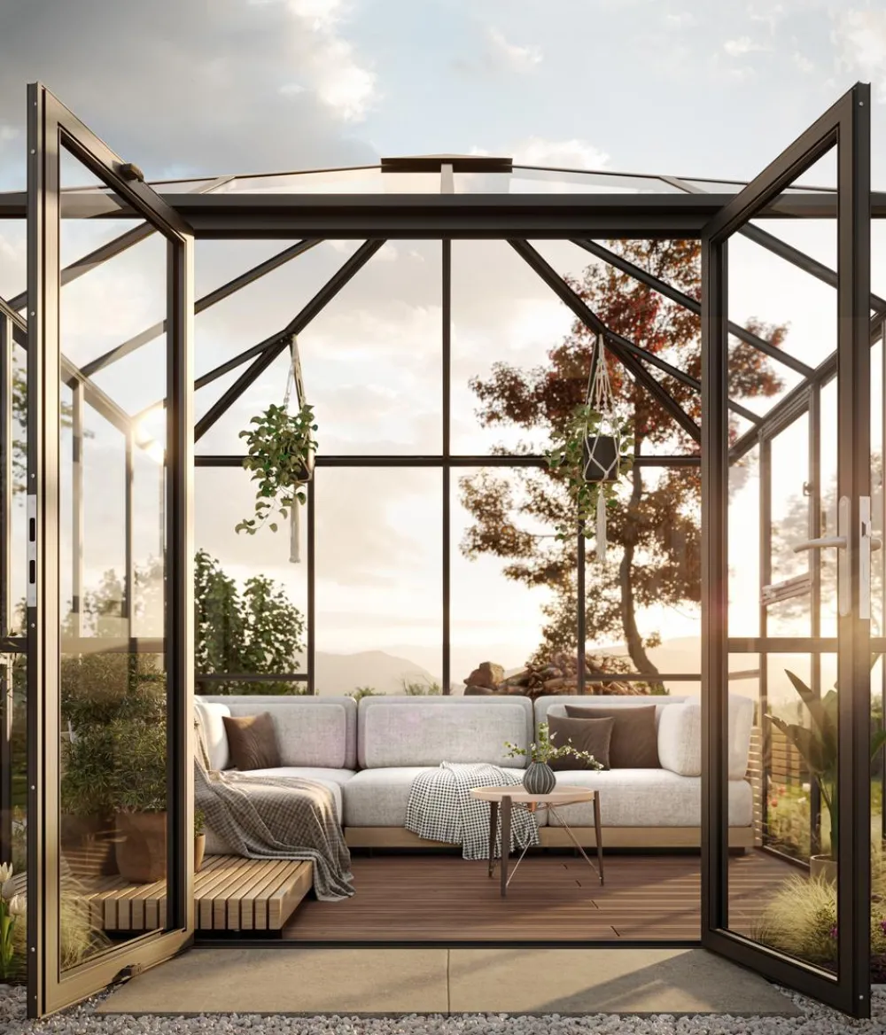 KGT Gewächshaus-Pavillon PaviLux 3,50 x 3,50 m ESG, ca. B350/H302/T350 cm Anthrazit Clearance
