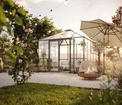 KGT Gewächshaus-Pavillon PaviLux 3 x 3 m ESG, ca. B300/H288/T300 cm Anthrazit Sale