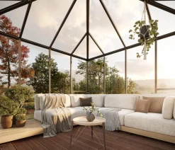 KGT Gewächshaus-Pavillon PaviLux 3 x 3 m ESG, ca. B300/H288/T300 cm Anthrazit Sale