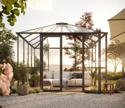 KGT Gewächshaus-Pavillon PaviLux 3 x 3 m ESG, ca. B300/H288/T300 cm Anthrazit Sale