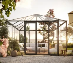 KGT Pavillons - Gewächshaus-Pavillon PaviLux 3,50 x 3,50 m ESG/HKP, ca. B350/H302/T350 cm Anthrazit