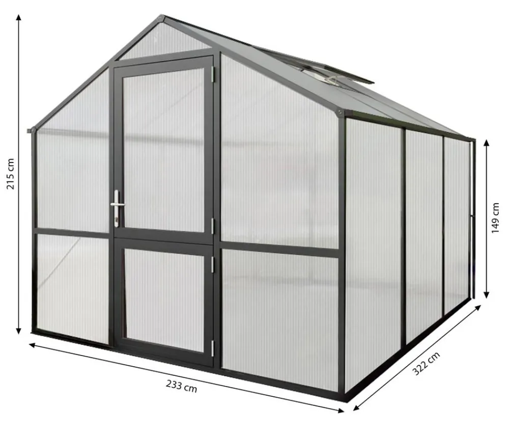KGT Gewächshäuser > Gewächshaus Rose III, ca. B233/H215/T322 cm