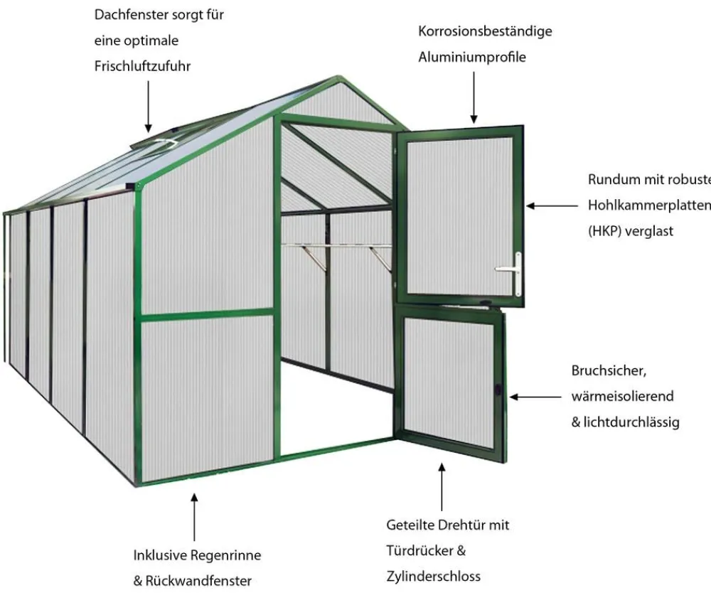 KGT Gewächshaus Rose IV Dunkelgrün